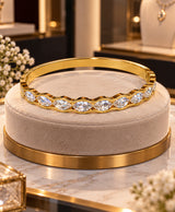 Gold-Tone Marquise Crystal Statement Bangle