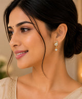Golden CZ Teardrop Drop Earrings
