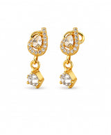 Golden CZ Teardrop Drop Earrings