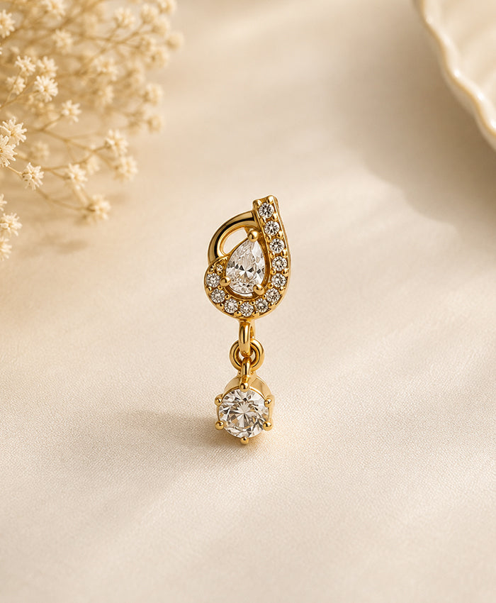 Golden CZ Teardrop Drop Earrings