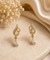 Golden CZ Teardrop Drop Earrings