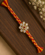 Golden Floral Crystal Designer Rakhi