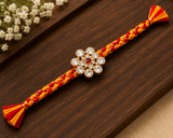 Golden Floral Crystal Designer Rakhi