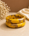Golden Glow Hand-Painted Yellow & Orange Lac Bangle Set