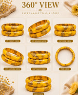 Golden Glow Hand-Painted Yellow & Orange Lac Bangle Set