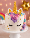 Golden Horn Floral Unicorn Cake