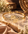 Golden Leaf Crystal Cuff Bracelet – Elegant Gold-Tone Designer Bangle