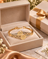 Golden Leaf Crystal Cuff Bracelet – Elegant Gold-Tone Designer Bangle