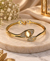 Golden Leaf & Pearl Crystal Cuff Bracelet