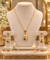 Golden Teardrop Crystal Necklace & Earrings Set
