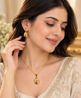 Golden Teardrop Crystal Necklace & Earrings Set