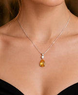 Golden Teardrop Crystal Pendant Necklace