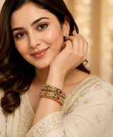 Golden Peacock Kundan-Style Embellished Bangles