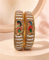 Golden Peacock Pearl-Style Statement Bangles