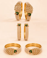 Golden Peacock Pearl Crystal Bangles