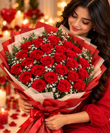 Grand Red Rose Bouquet – 24 Red Roses