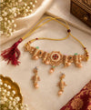 Green & Gold Traditional Designer Necklace Set with Matching Earrings