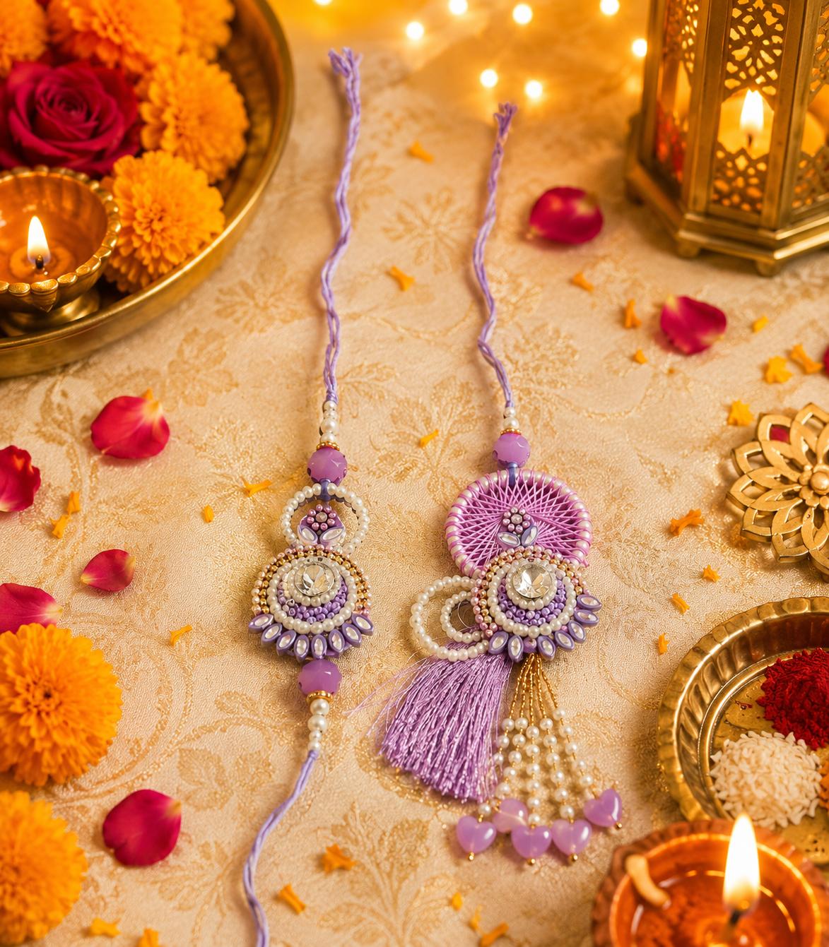 Gulabo Royal Pearl Rakhi Set