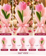 Handmade Pink Tulip Bouquet – Single Pink Tulip with Elegant Pink Wrapping