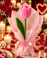 Handmade Pink Tulip Bouquet – Single Pink Tulip with Elegant Pink Wrapping