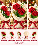 Handmade Red Rose Bouquet – 2 Red Roses with White Filler Flowers