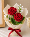 Handmade Red Rose Bouquet – 2 Red Roses with White Filler Flowers
