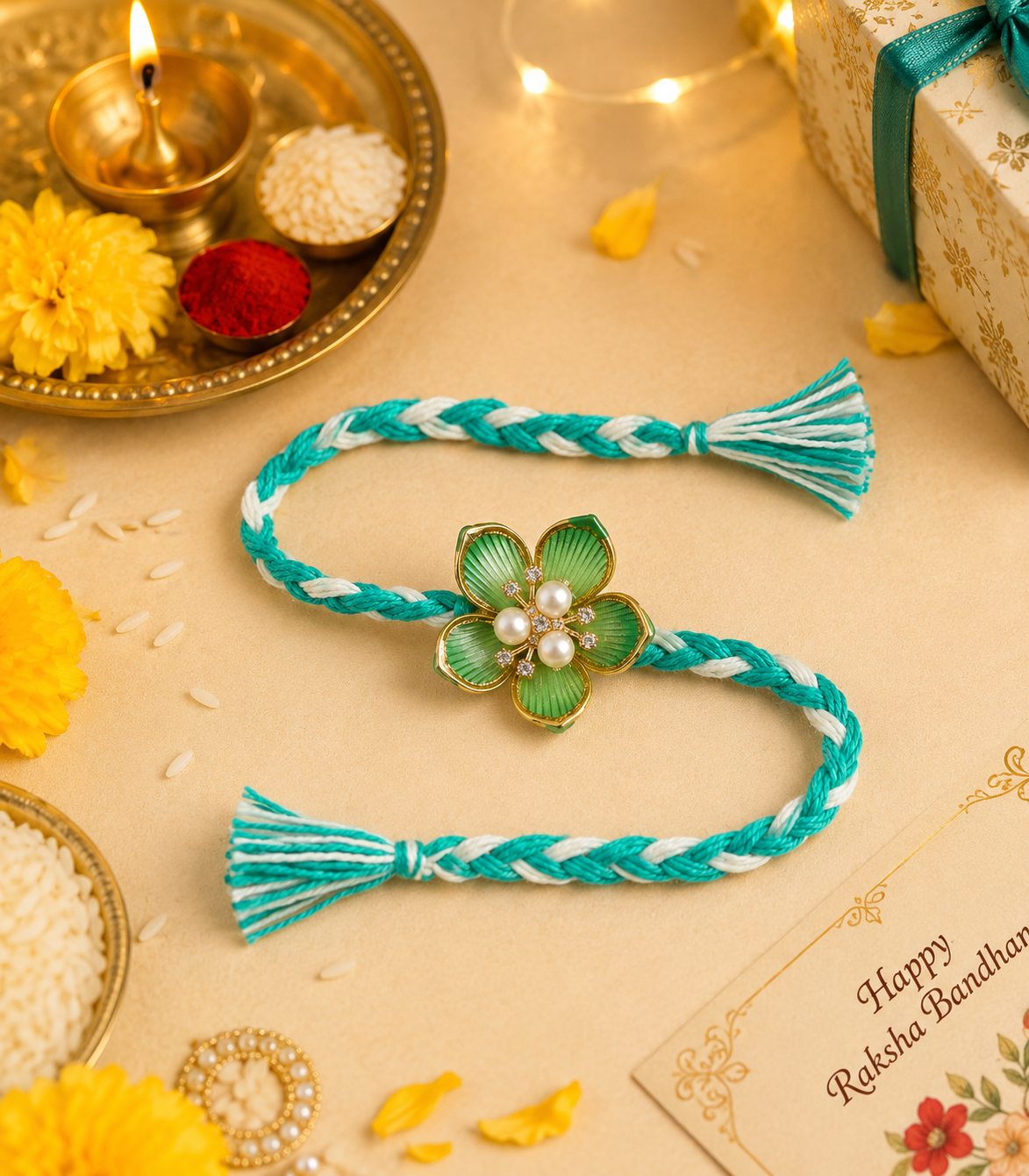 Haritima Floral Pearl Rakhi