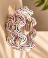 Ivory Multicolor Hand-Painted Swirl Lac Bangles