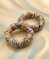 Ivory Multicolour Abstract Marbled Lac Bangles