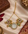 Kashmiri Floral Hand Ornament Watch – Gold-Tone Traditional Hand Watch with Green & Red Floral Detailing