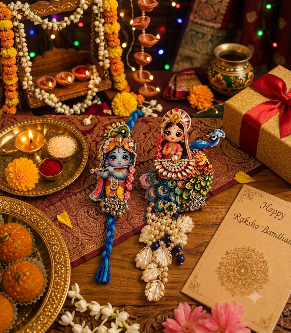 Krishna Leela Divine Rakhi Set