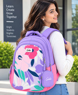 Lavender Bloom Floral School Backpack with Mini Pouch