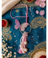 Lavender Butterfly Pearl Lumba Rakhi