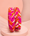 Magenta Orange Braided Enamel Lac Bangles