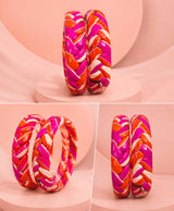 Magenta Orange Braided Enamel Lac Bangles