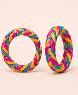 Magenta Teal Yellow Braided Enamel Lac Bangles