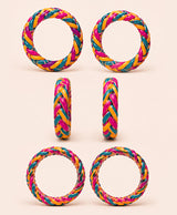 Magenta Teal Yellow Braided Enamel Lac Bangles