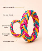Magenta Teal Yellow Braided Enamel Lac Bangles