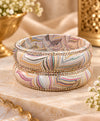 Marble Swirl Crystal-Edged Lac Bangle Set