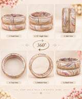 Marble Swirl Crystal-Edged Lac Bangle Set