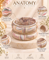 Marble Swirl Crystal-Edged Lac Bangle Set