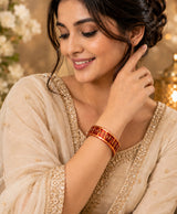 Maroon Floral Lacquer-Style Lac Bangle Set