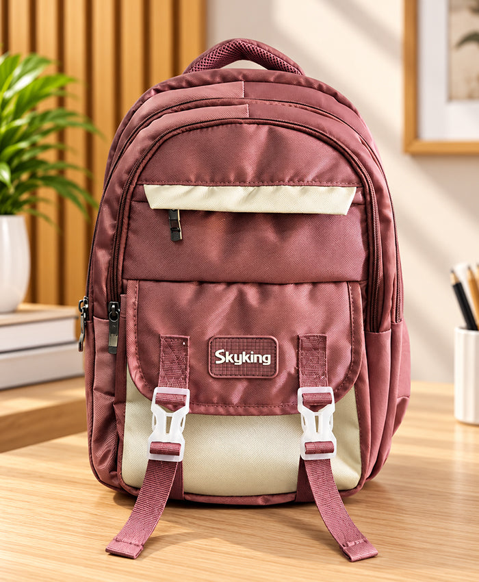Mauve Skyking Backpack on Cozy Desk