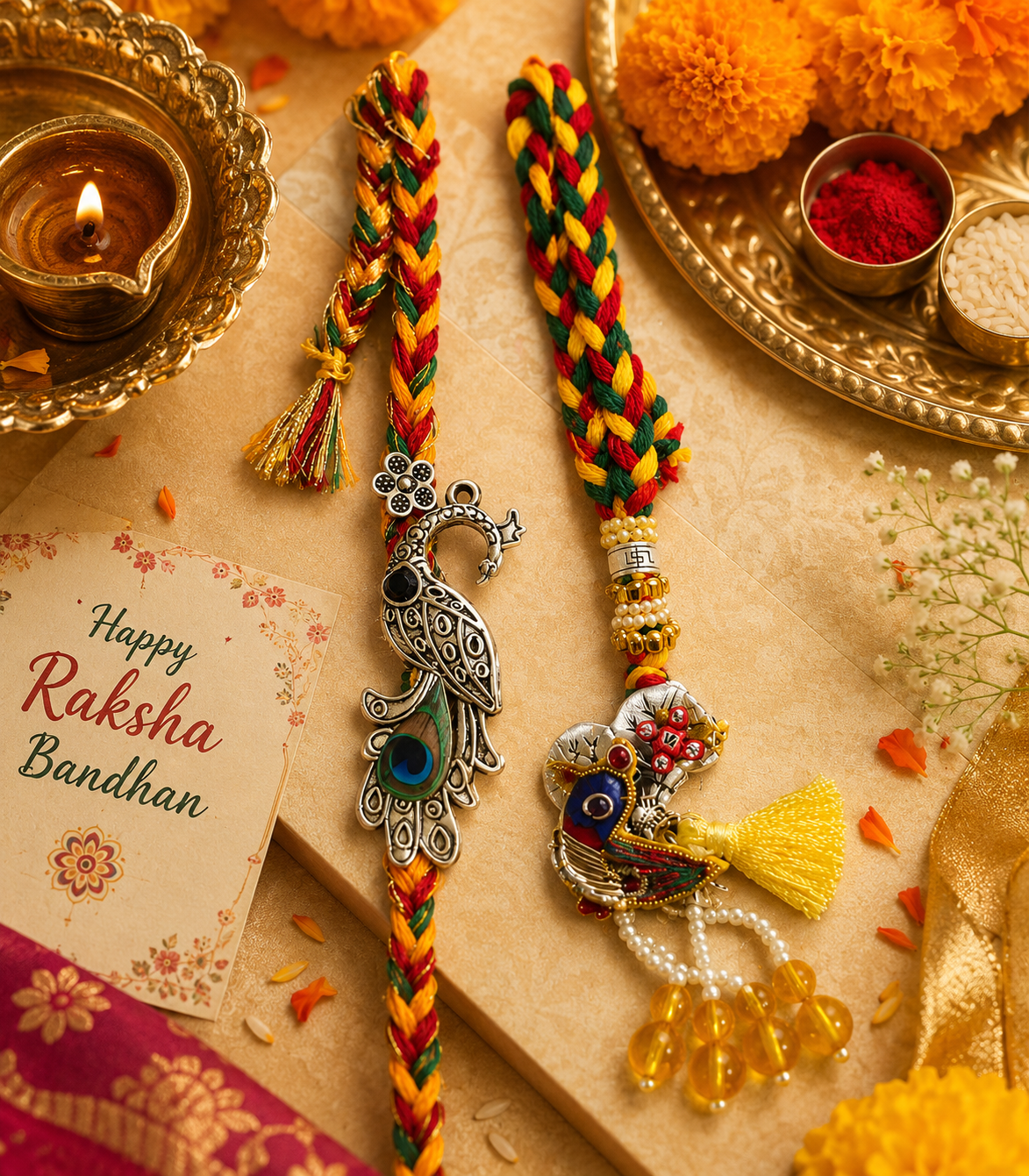 Mayur Ratna Peacock Royale Rakhi Set