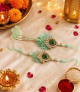 Mayurika Emerald Feather Rakhi Set