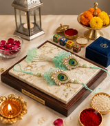 Mayurika Emerald Feather Rakhi Set