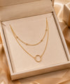Minimalist Double-Layer Oval Ring Necklace for Women