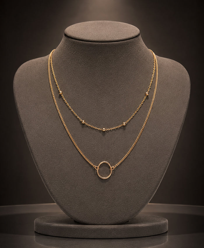 Minimalist Double-Layer Oval Ring Necklace for Women