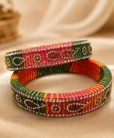 Multicolor Embellished Enamel Bangle Set