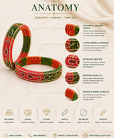 Multicolor Embellished Enamel Bangle Set